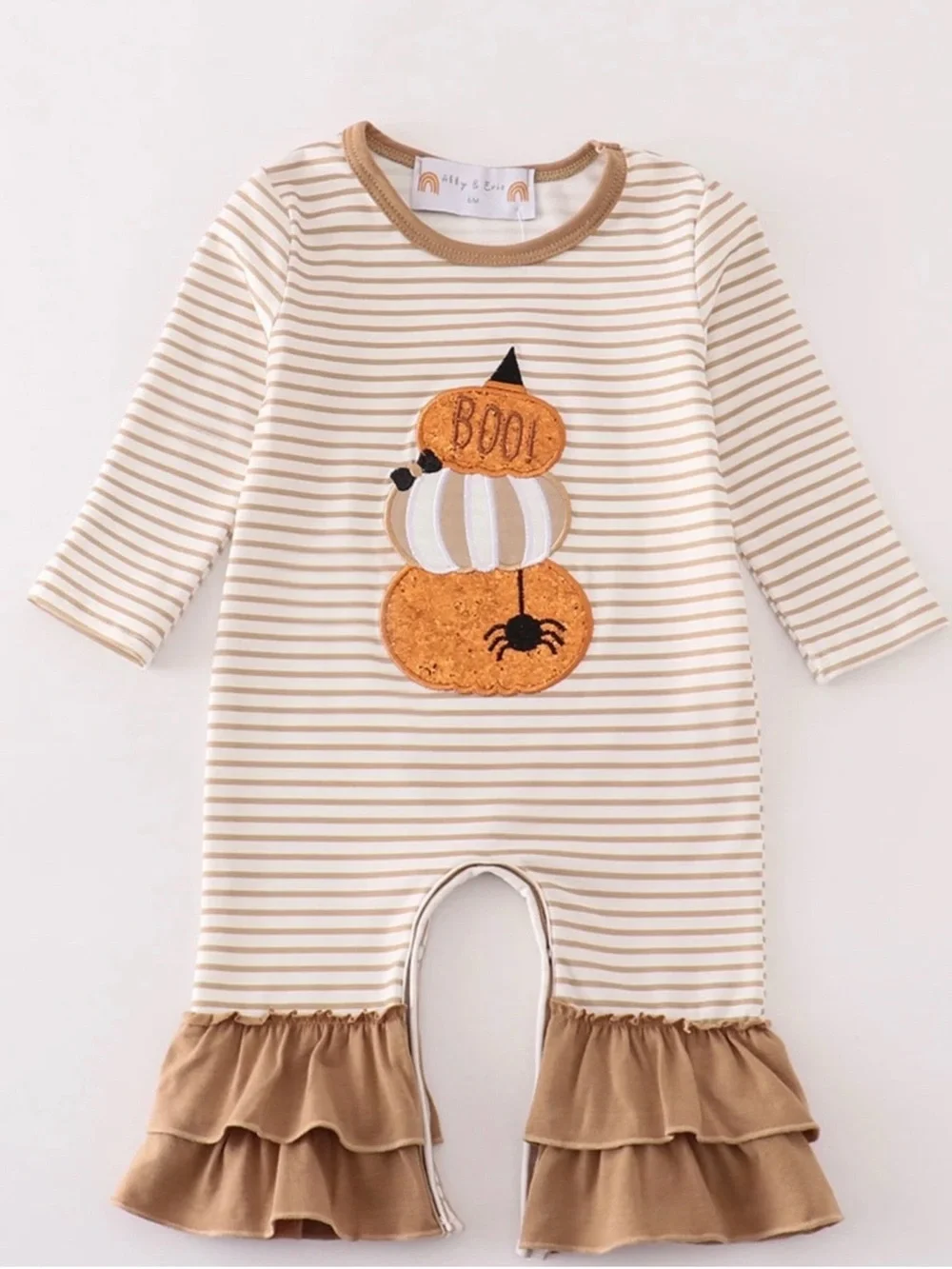 NWT Girls Boutique Halloween Glitter Pumpkins Ruffle Hem One Piece 12M 18M 2T